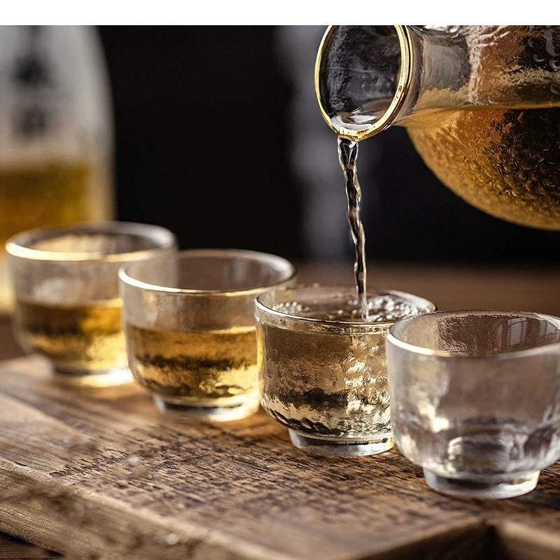 Japanese Sake Set Transparent Glass Wine Warmer Korean Shochu Cup Tequila Kettle Whiskey Home Small