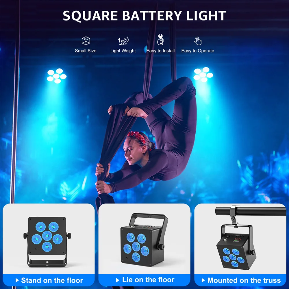 4 Pcs 50W 6 Led Par Light 6in1 RGBWAUV DMX512 6CH/8CH/10CH With Remote Control For Parties  DJ Concert Party Weddings Dance Hall