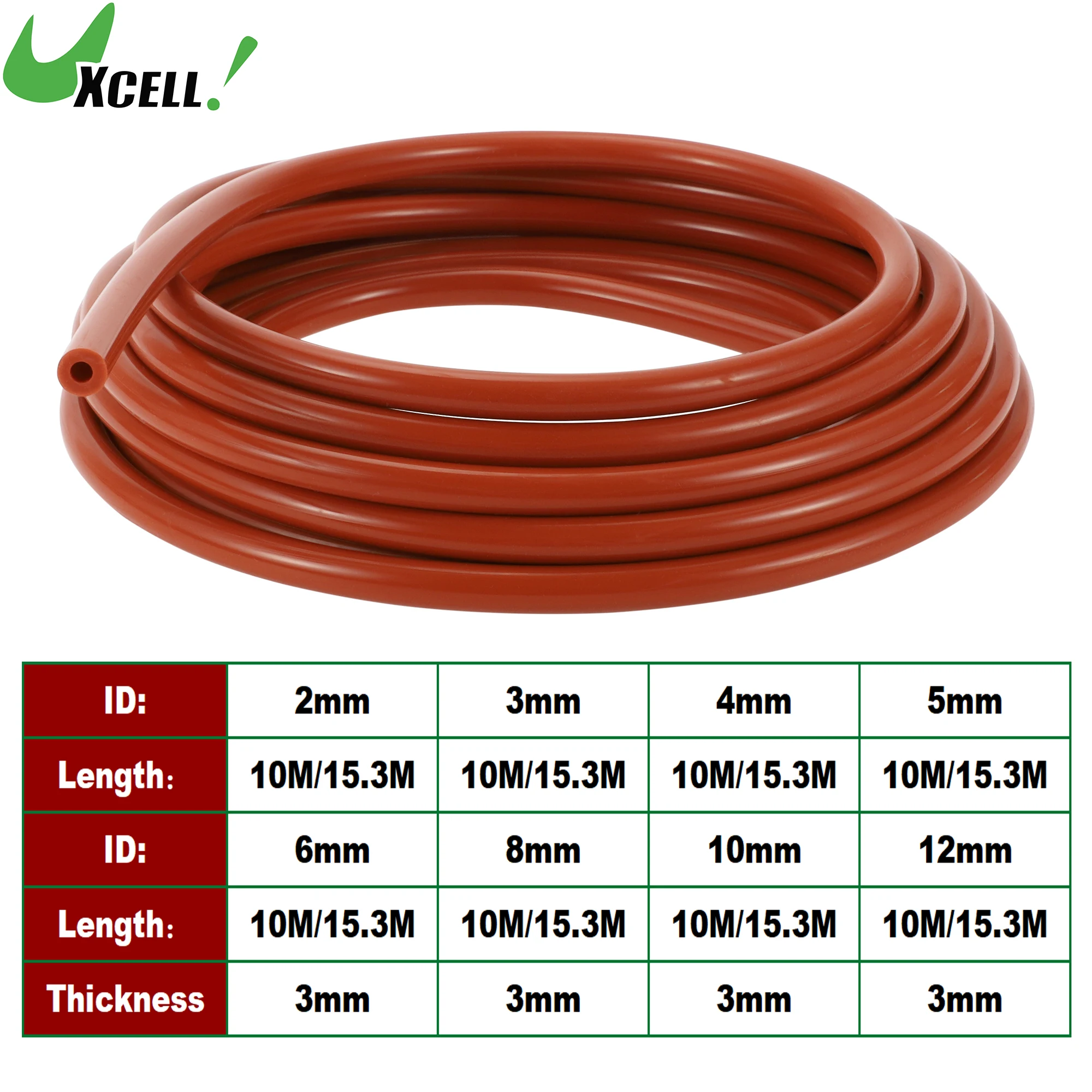 

UXCELL 10M 15.3M Long Silicone Vacuum Tubing Hose 2/3/4/5/6/8/10/12mm ID Vehicle Vacuum Line 130PSI Max Pressure 3mm Thickness