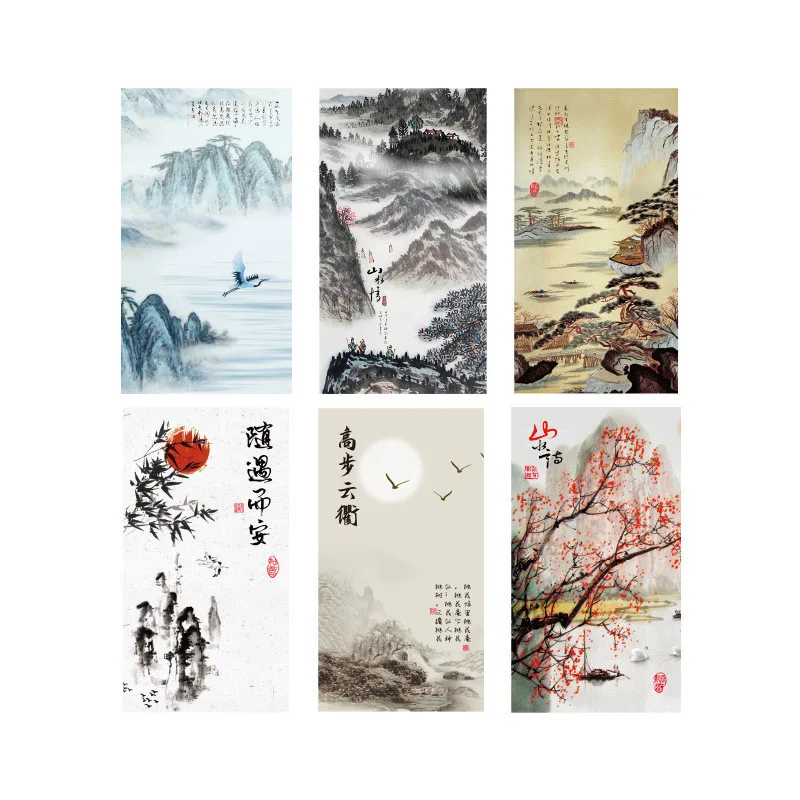 20 Pcs/pack Traditional Chinese Painting Stickers Vintage Adhesive Paper Sticker Assortment Decor Envelope Bag Seal for Diary