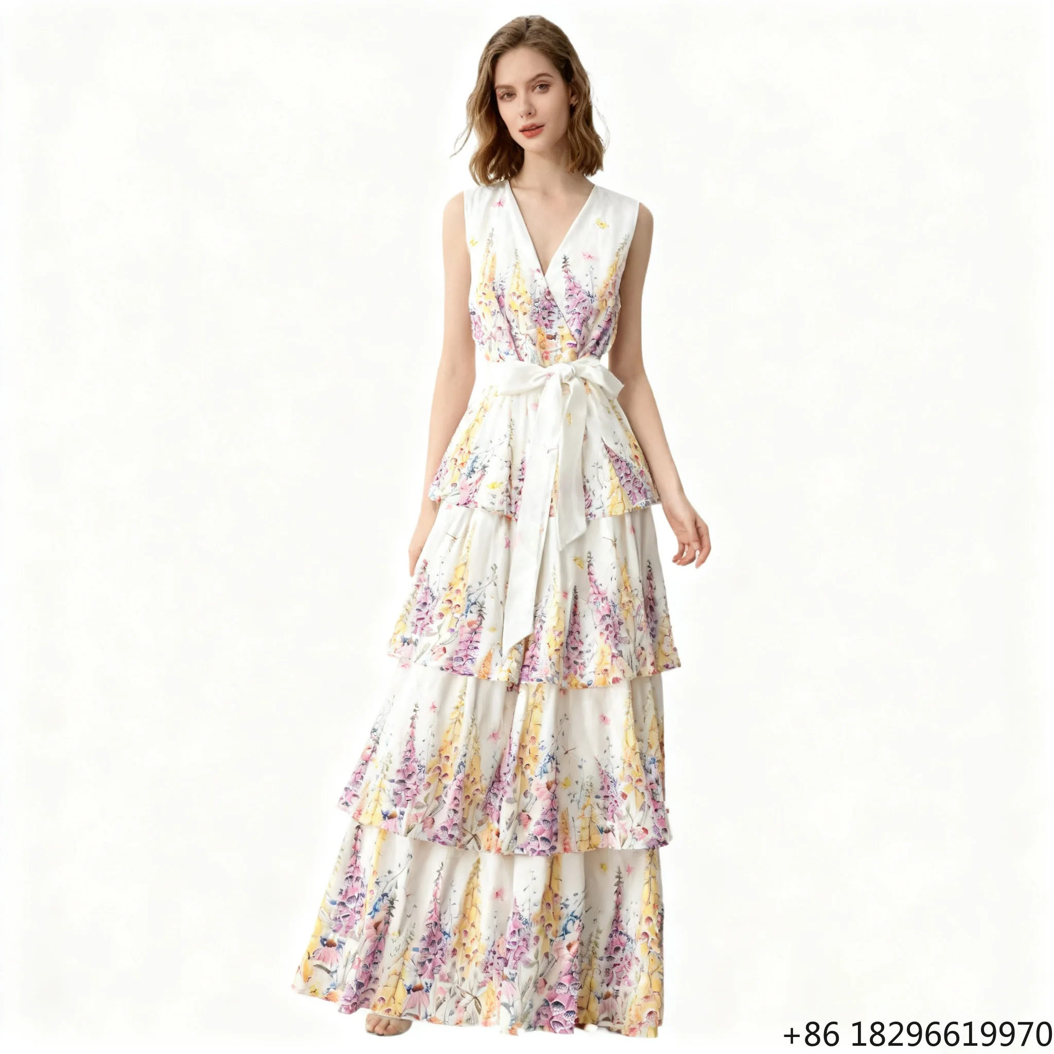 print-sleeveless-v-neck-sling-short-casual-sexy-beach-vacation-dress