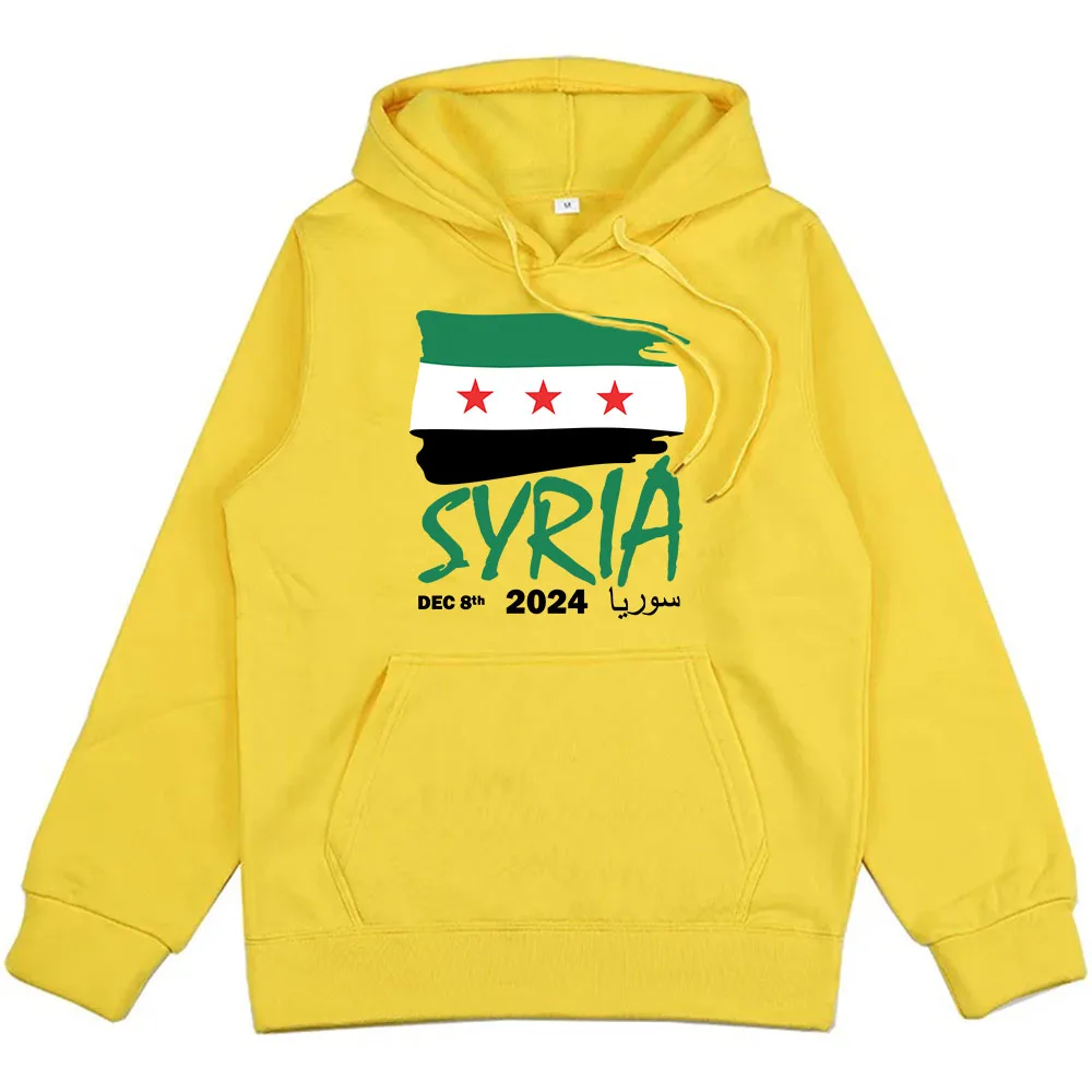 Damascus Syria Freedom Flag Hoodies Peace for Syria Graphic Sweatshirts Men Women Pullovers Winter Fleece Printing Clothing Male