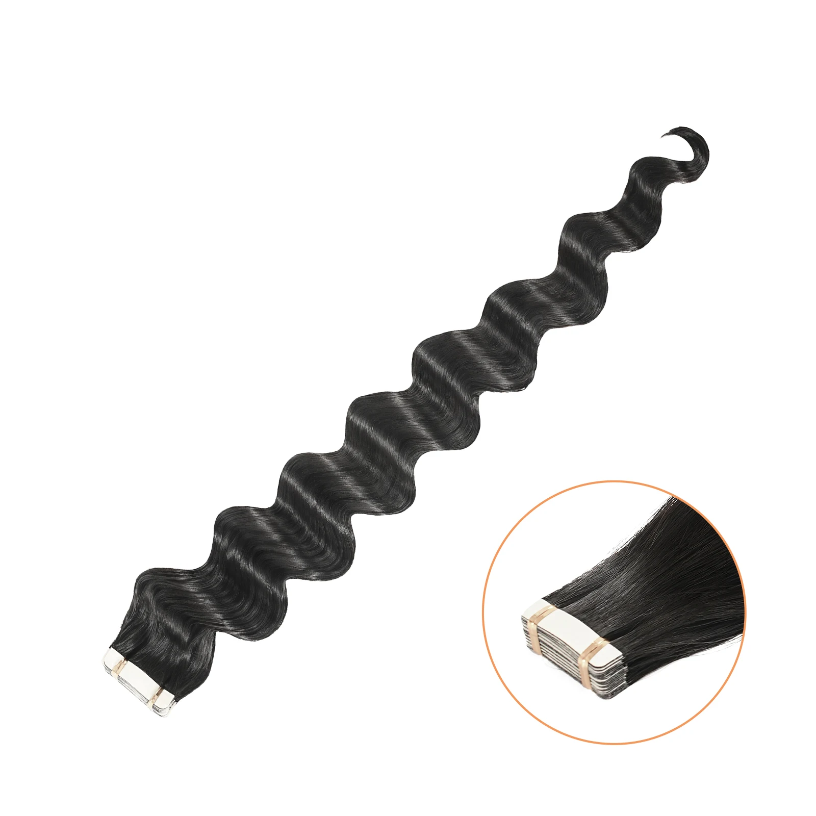 12-30 дюймов глубокая лента для наращивания волос, 100% клей для человеческих волос, сменная невидимая лента, 20 шт., свободные глубокие волосы для женщин, 50 г