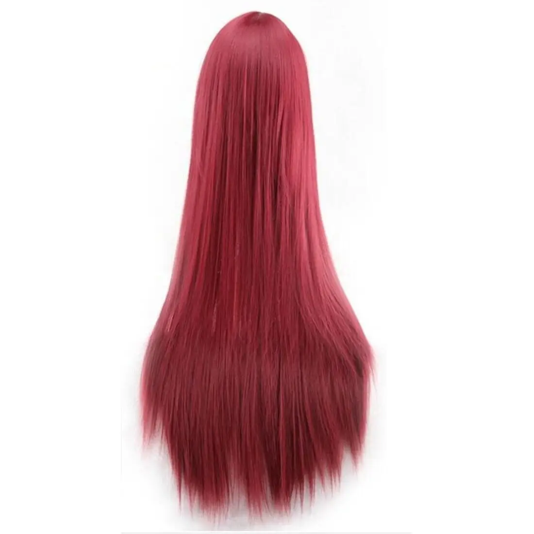 Wine Red Universal Wig Straight Sleek 31.49in Long Full Hair Wigs Side Bangs