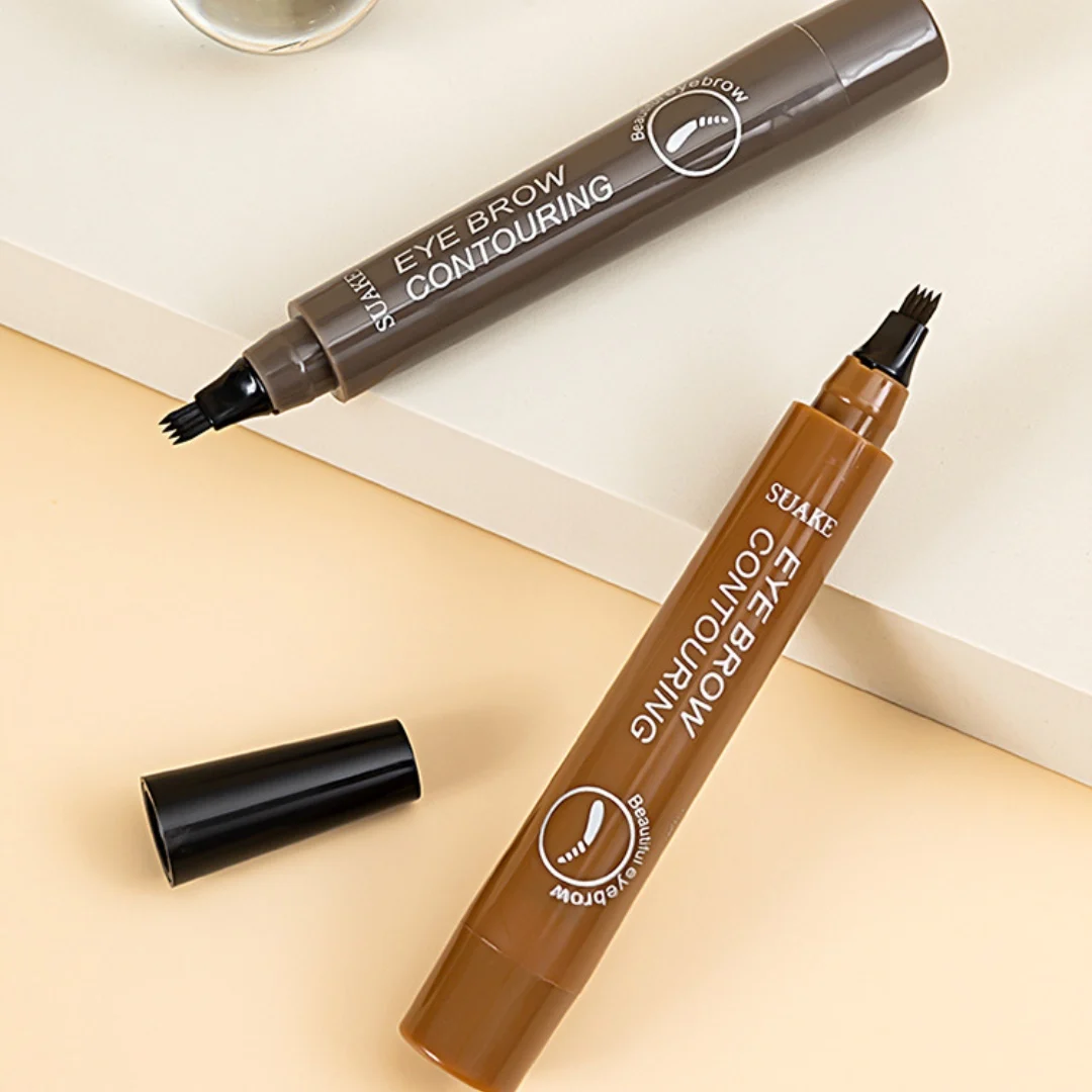 4tip brown Four pronged eyebrow pencil with clear roots, waterproof, long-lasting, and non discoloring female simulation eyebrow