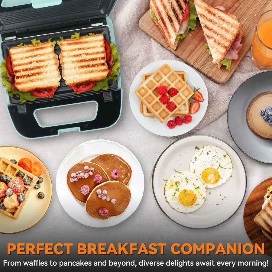 صانع الوافل الصغير 3 في 1 من بيكرز فريند مع أطباق قابلة للإزالة صانع فطيرة صغيرة صانع الجبن المشوي صانع الساندوتشات الإفطار P