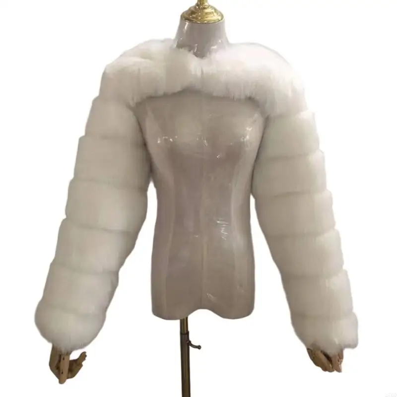 سترة نسائية شتوية دافئة من الفرو الصناعي، معطف أنيق بأكمام طويلة، ناعم وقابل للتنفس، على الكتف #4