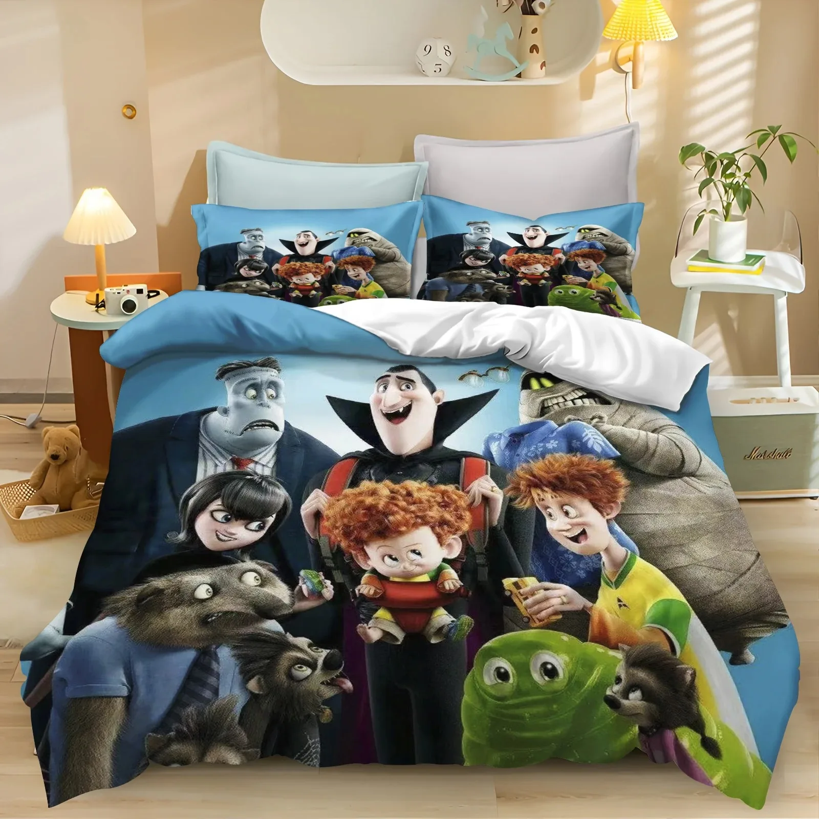 Elf Monster Hotel Mavis Dracula Anime Bedding Set, Friendly100 % Polyester, Digitally Printed Comforter, Bedroom Decoration