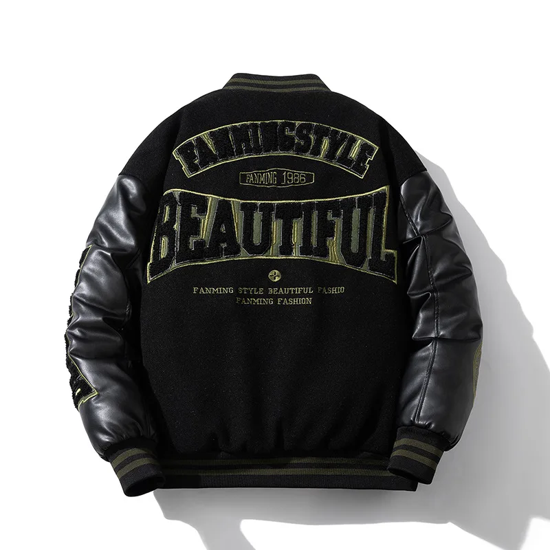 سترة رجالية بأكمام من البولي يوريثان معطف منفوخ مطرز بحروف رجل سميك للربيع والخريف ملابس للدراجات النارية 2025 جديد Z1