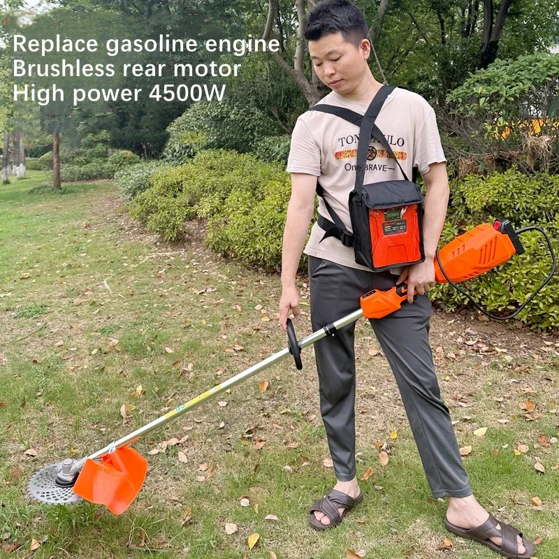 Brushless Lithium Battery Lawn Mower, Rechargeable Agricultural Multifunctional Backpack Brush Cutter, High-Power Garden Weeding