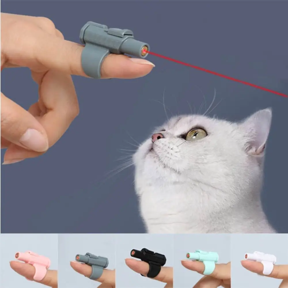 Tragbares Laser-Katzenspielzeug, Fingerhülsen-Design, rotes Licht, Katze, neckendes Spielzeug mit Batterien, Mini-Laserstift