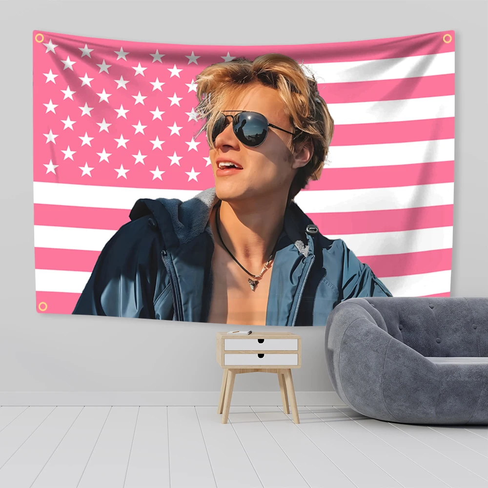 Rudy Pankows Maybanks Różowy Amerykański Gobelin JJ Outerbanks Zabawny Meme Flaga Dekoracja ścienna, Wystrój domu, Flagi Do Pokoju, Guys Man Cave