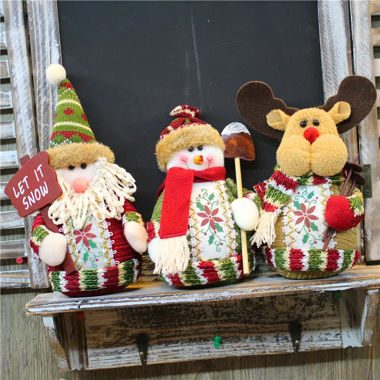 Christmas Decorations 18cm Cute Three-dimensional Santa Claus Snowman Shovel Doll Household Decorations Children's Gifts