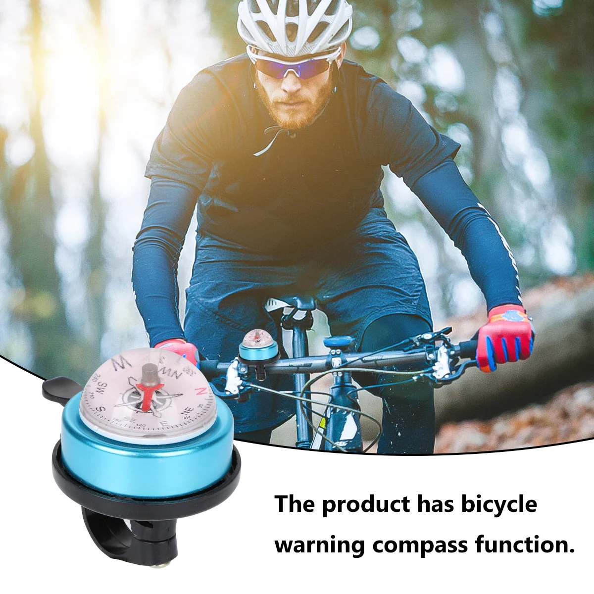 

Waterproof Bike Bell Compass Warning Function Mountain Electric Bicycle Accessories Durable Outdoor Use Blue Easy Installation