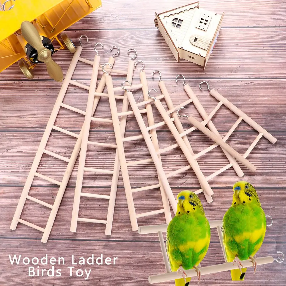 DIY HandCraft Wood Hanging Decor Climbing Ladder Parrot Toys Bird Supplies Hamsters Toy image 2