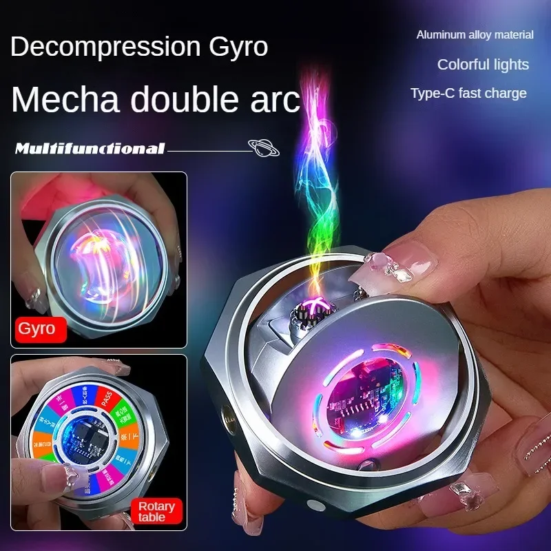 Smart Charging Double Arc Lighter Creative Fingertip Spinning Gyroscope High Power Cigarette Lighter Smoking Gift