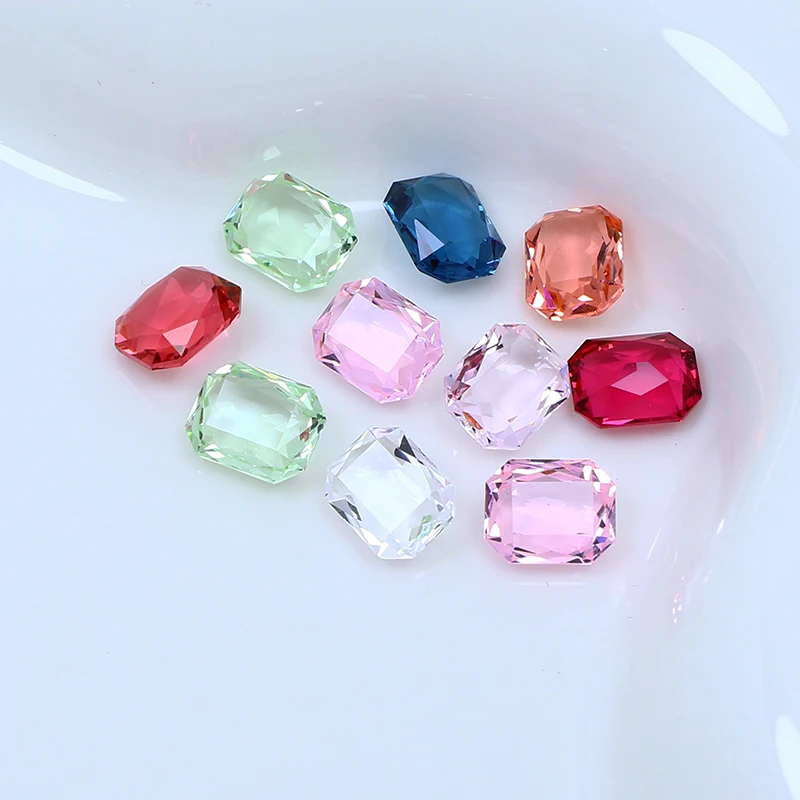 10x8mm Rectangular Octagon Transparent Nail Crystal Decoration for women\'s Clothing and Beads for Needlework DIY
