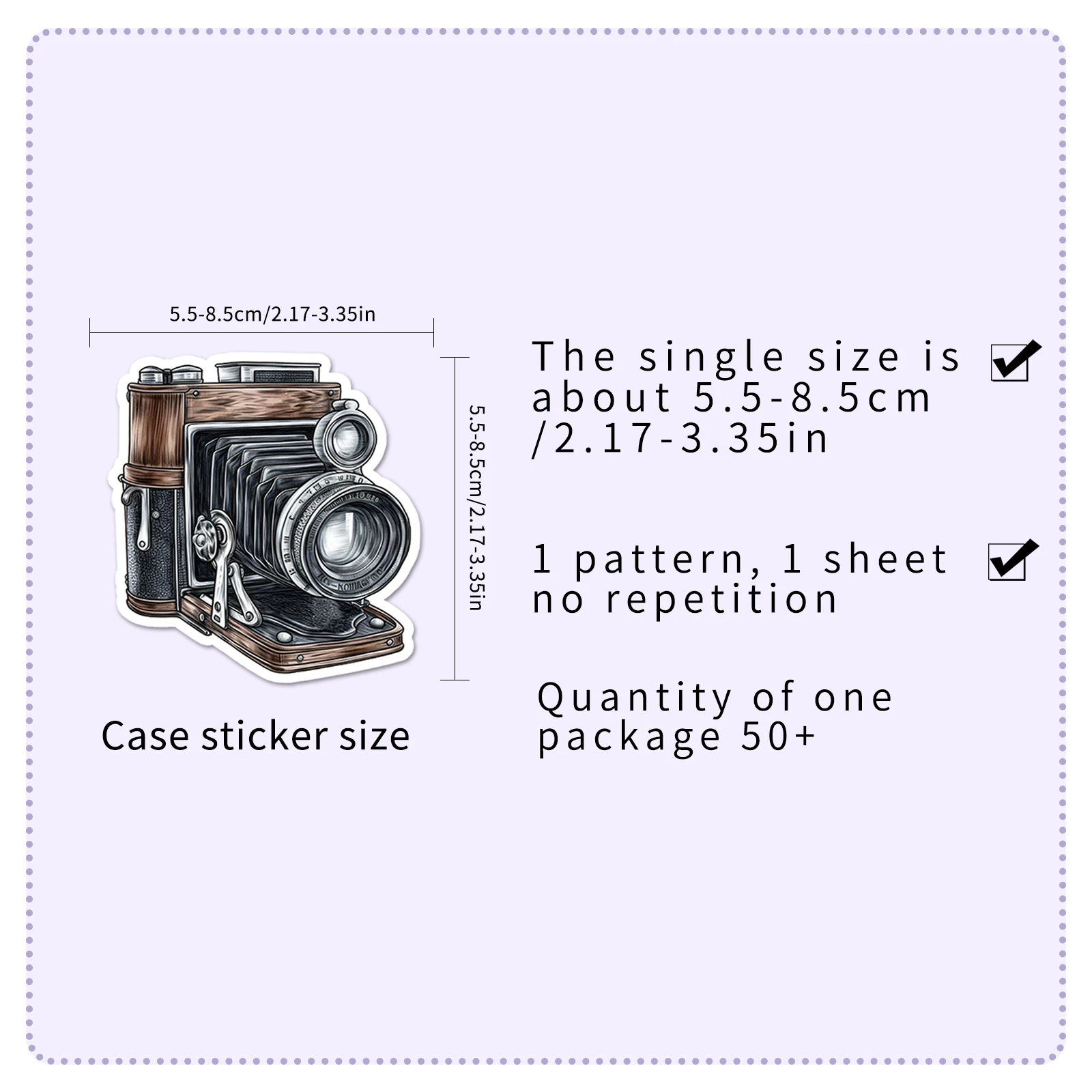 50Pcs Retro Camera Series Cartoon Cute Waterproof Sticker Skateboarding Snowboard Retro Vinyl Sticker