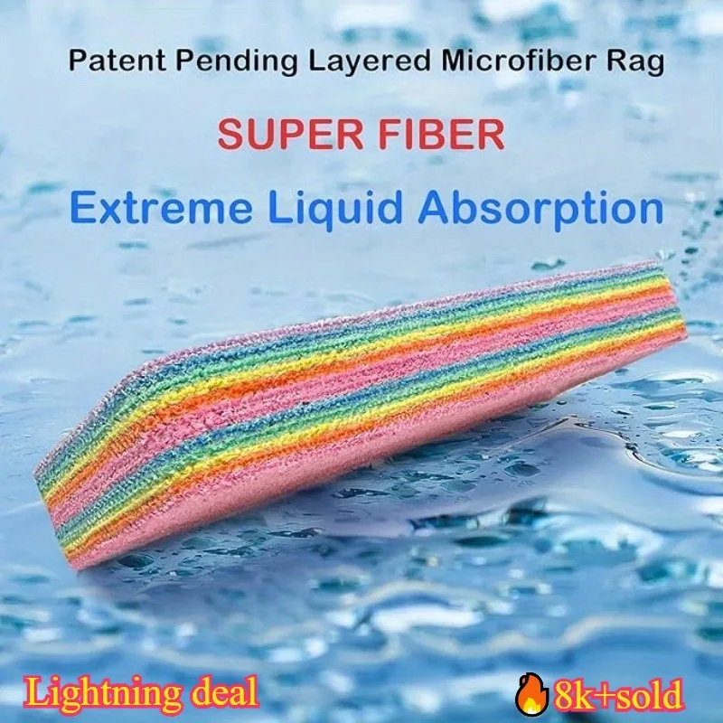 قطعة واحدة، 12 طبقة من الألياف، قماش تنظيف مثالي، مناسب للمطبخ والحمام وأدوات المائدة وتنظيف المنزل، بتصميم قابل للتمزيق