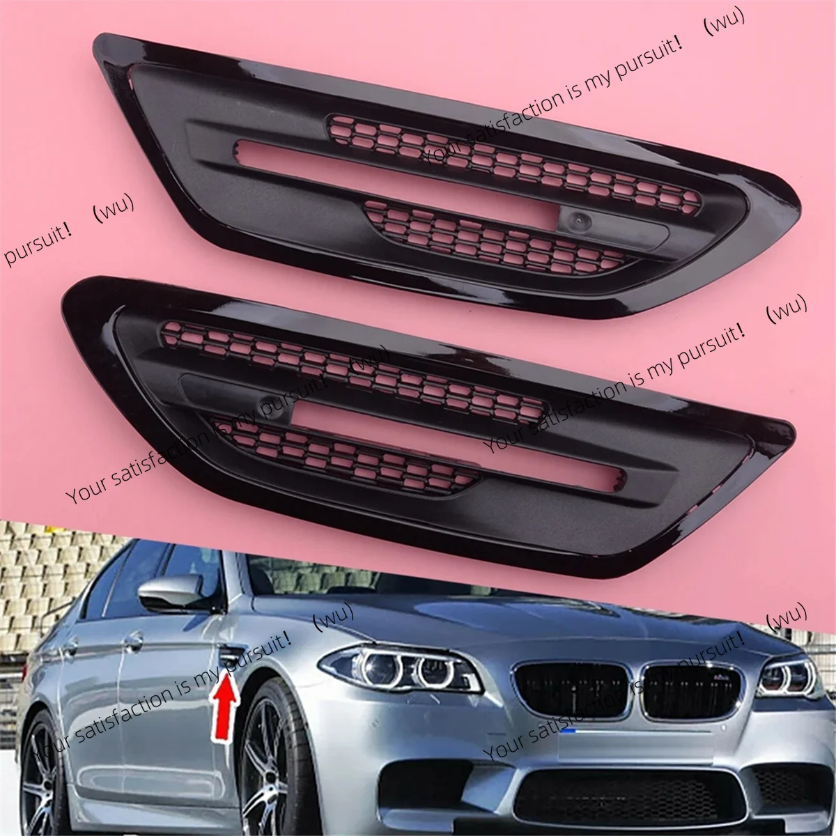 JAS-1Pair Car Side Fender Air Vent Trim Cover for BMW F10 Sedan 5-Series M5 2011-2017 Grille Outlet Frame