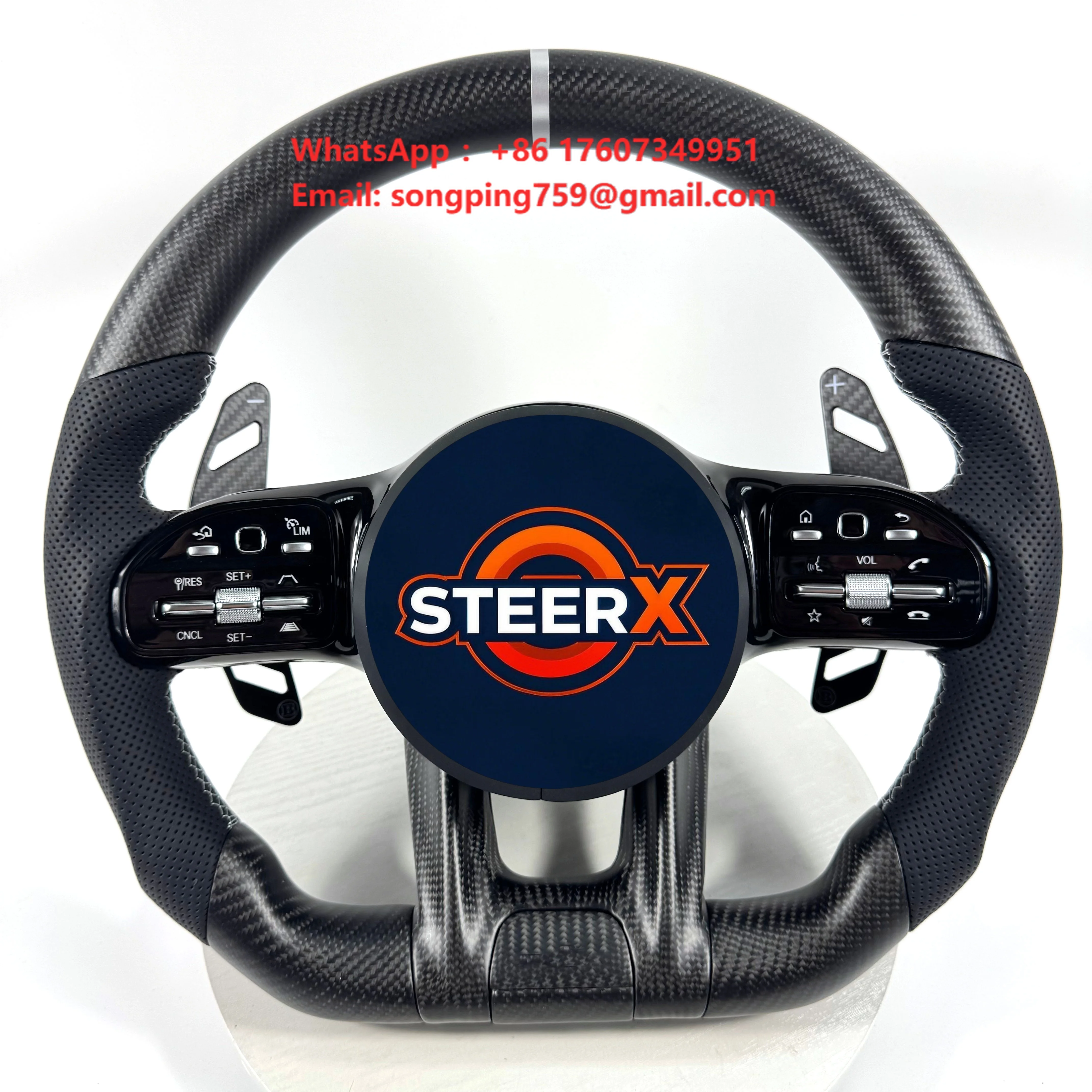 Custom AMG Steering Wheel for Mercedes Benz W205 W213 W222 LED RPM Carbon Fiber Interior Style Upgrade