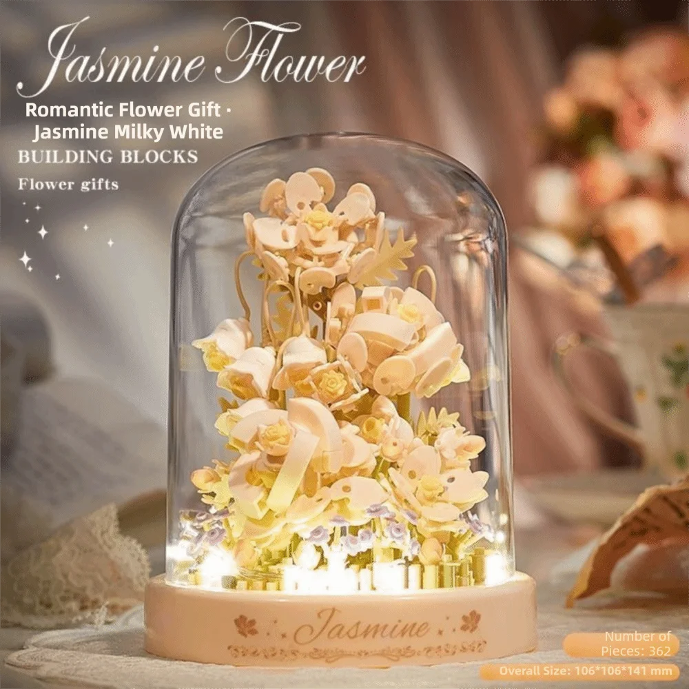 Bloques de Construcción de Árbol de Sakura con Luz Ambiental, Diseño Hecho a Mano, Diseño Exquisito, Bloques de Ensamblaje de Flores, Micro Bloques de Construcción