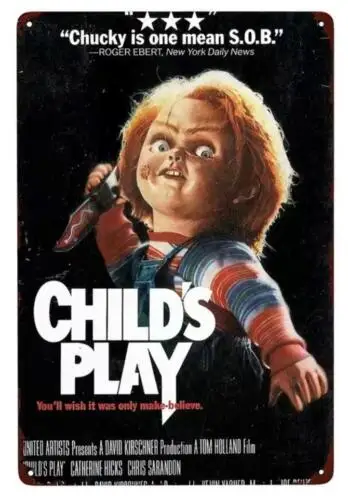 CHUCKY CHILD'S PLAY MOVIE PROMO METAL TIN SIGN  MAN CAVE CHUCKY MEAN S.O.B. sign
