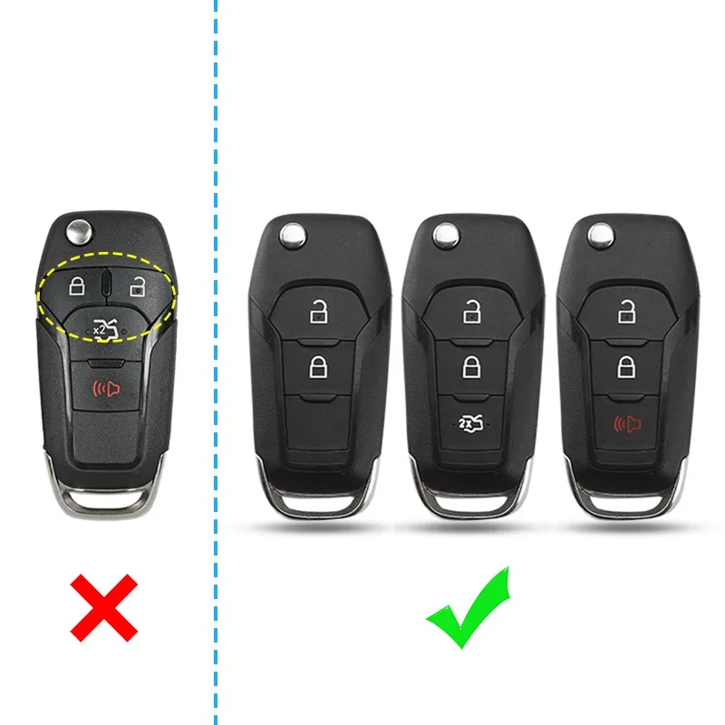 Flip Car Key Fob Cover Case Chain For Ford Bronco Explorer Escape Ecosport F150 Ranger Expedition Maverick Mondeo Focus MK4