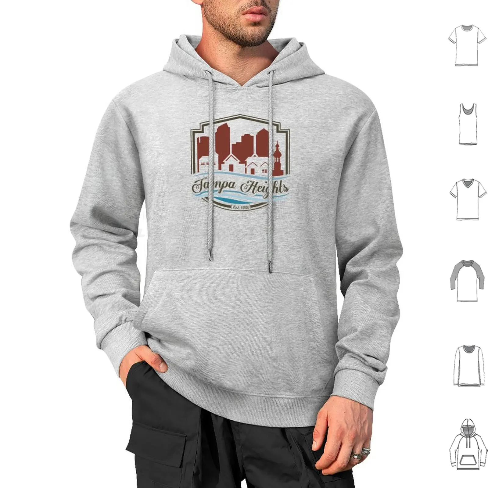 Tampa Heights Logo Hoodie cotton Long Sleeve Tampa Heights Tampa Heights Neighborhood Pride