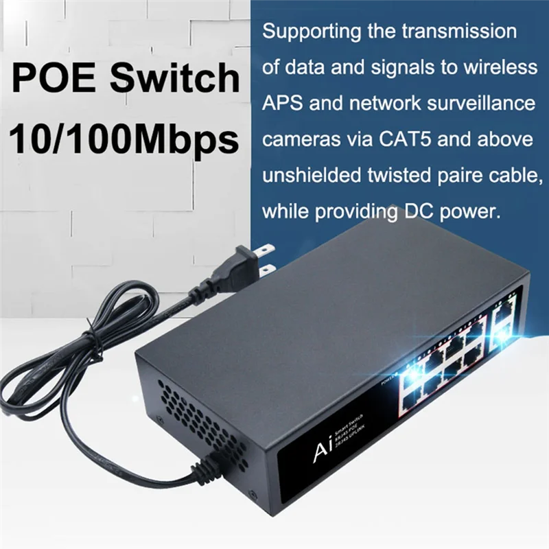 

Dependable-POE Switch 100Mbps Ethernet Switch POE Splitter IEEE 802.3Af/At For IP Camera Wireless AP Wifi Router US Plug