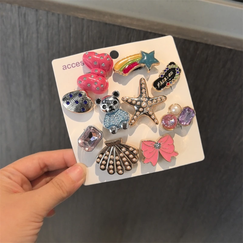 New Pink Series Jibbitz Charms For Clogs Rainbow, Shell, Starfish DIY Hole Shoes Detachable Buckle Garden Shoes Xmas Party Gifts