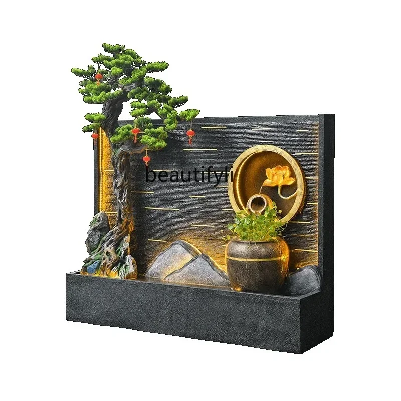 Large Floor Rockery Fountain Water Landscape Living Room Office High Mountain and Flowing Water Decoration Landscape