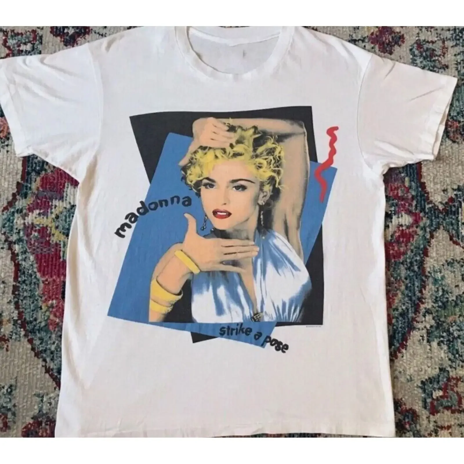 Madonna Strike a Pose 1990 Blond Ambition Tour T Shirt Vintage Men  vintage Washed Versatile streetwear Comfortable