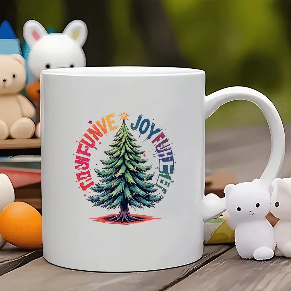 

11oz Mug + Christmas Tree Themed Stickers + Holiday Decorations Christmas Gift Kids Water Cup Family Office Coffee Cup Set