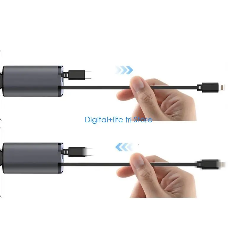 E06D 2 USB C Ports Car Adapter Fast Charging with Retractable Cable Design for Various Car Models