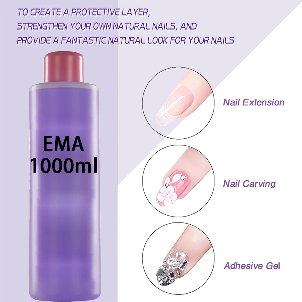 1000 ml großes Volumen EMA Acrylflüssigkeit Monome Professionelle Acryl-Nagelflüssigkeit für Nagelschnitzerei, Verlängerung, passendes Acrylpulver