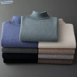Ganleawort Men's High Neck Sweater 100% Pure Wool 2023 Winter New Pullover Long Sleeve Solid Color Loose Sweater Korean Version