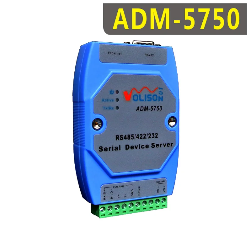 ADM-5750 szyny Din przemysłowe serwer portu szeregowego RS232/485/422 do przezroczystej transmisji Ethernet