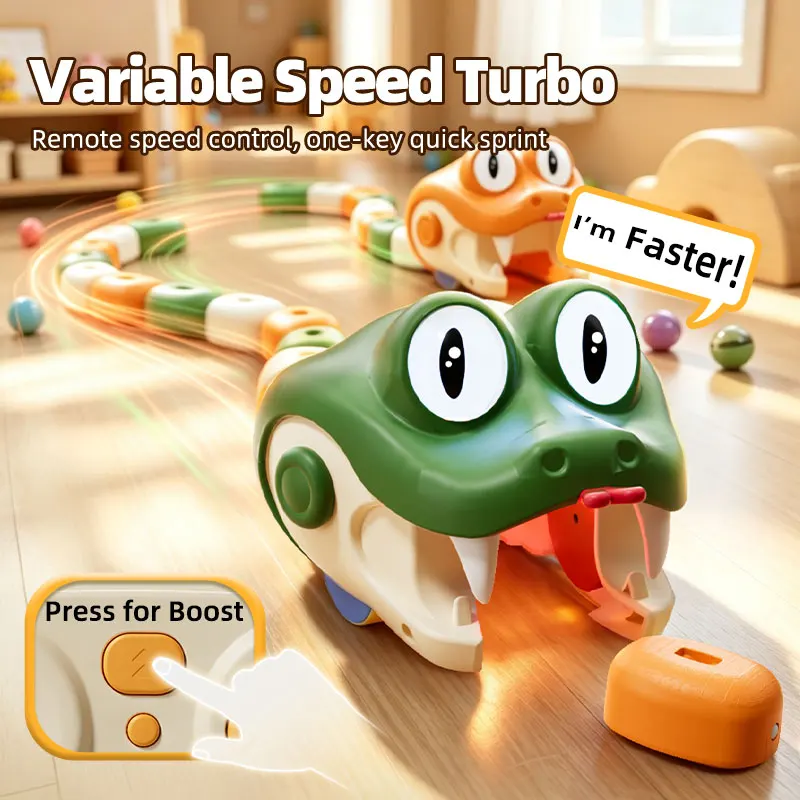 Remote Control Magnetic Gluttonous Snake Toy Two Player Interactive Battle Eater Snake Car With Remote Control For Indoor Game