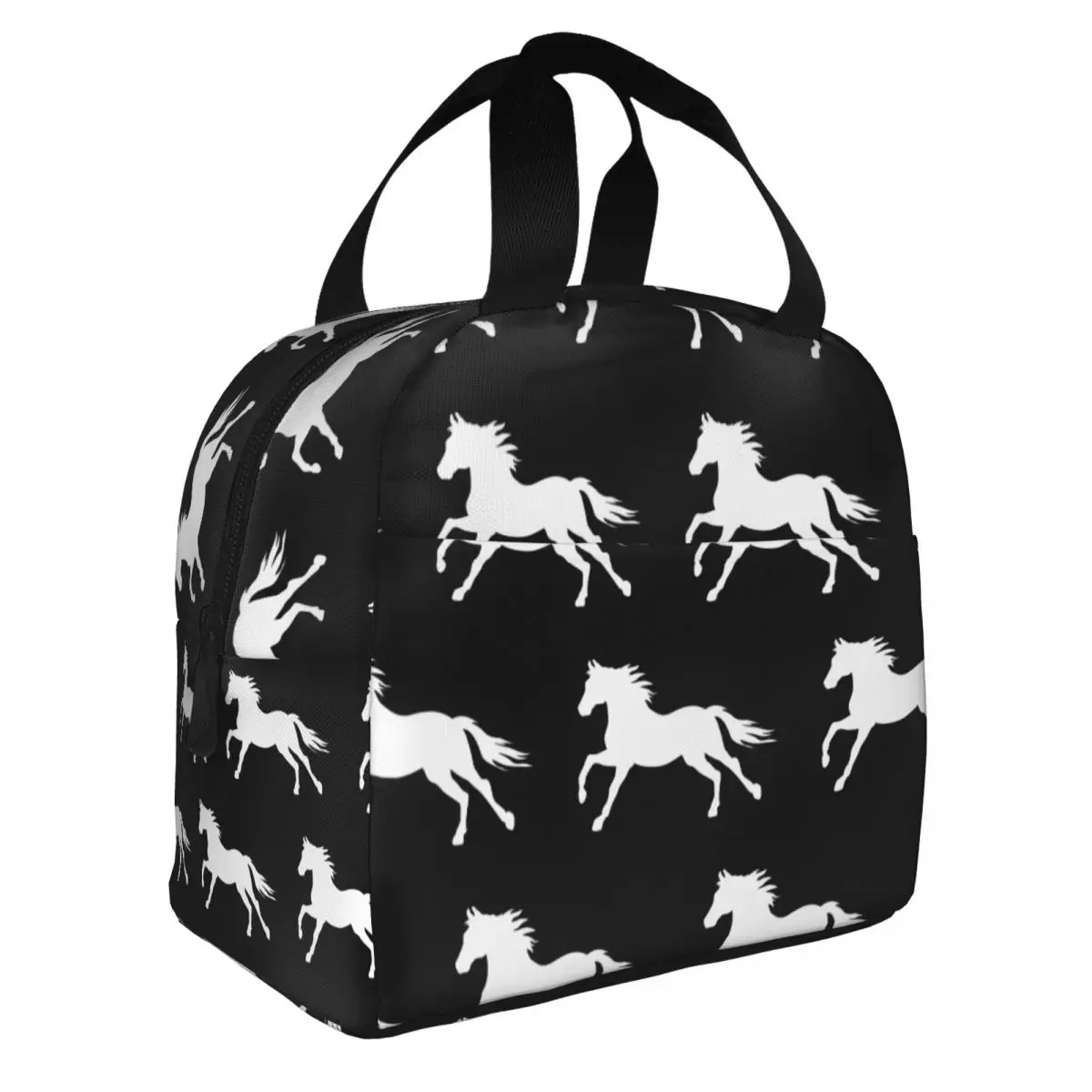 Horse Running Thermal Insulated Lunch Bag Women Animal Lover Portable Lunch Tote for School Multifunction Food Box