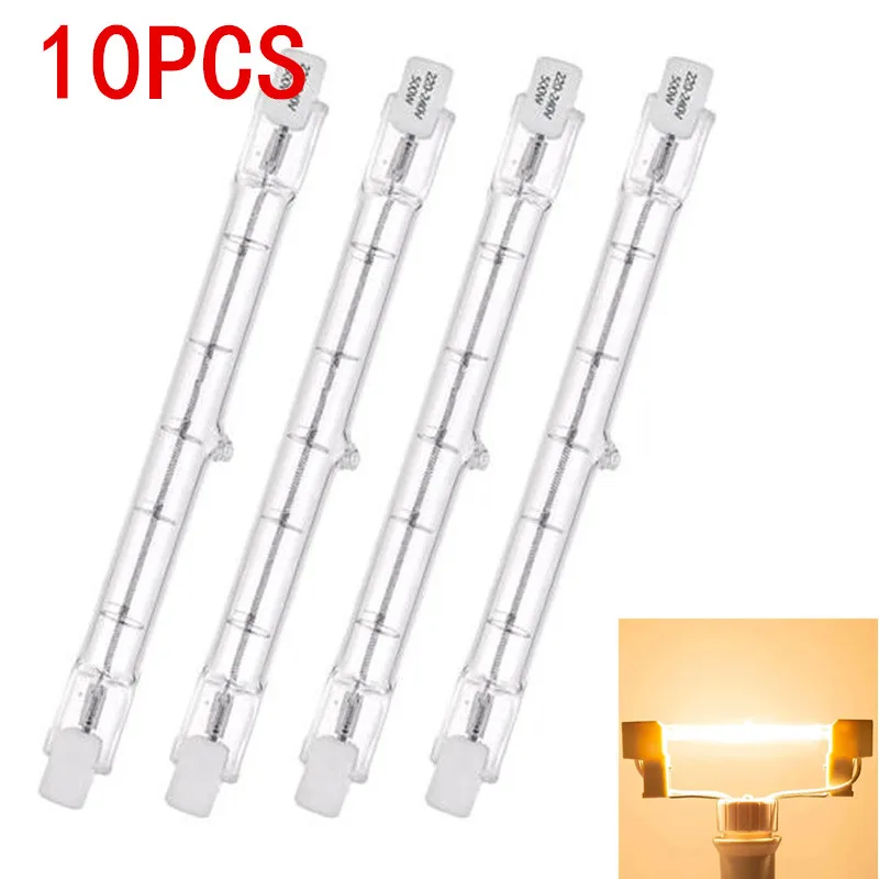 5/10PCS R7S 118mm 100W 200W 300W 400W Halogen Lamp Double Ended Linear Light Bulb Warm Linear Bright Tube Bulbs For Room Decora