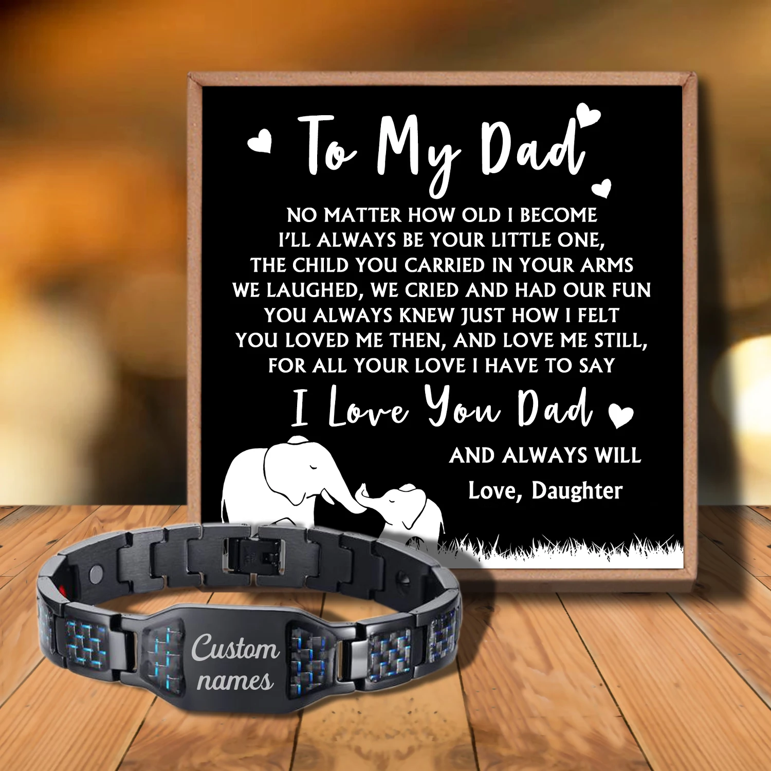 

Sac3207 To My Dad Wherever Your Journey from Love Daughter Customizable Message Card Bracelet for Birthday Anniversary Holiday