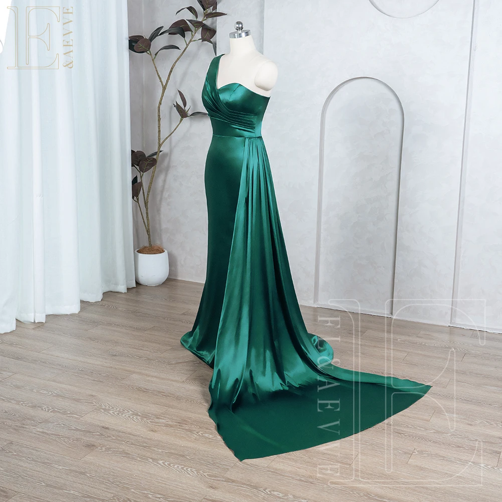 Emerald Green Satin Bridesmaid Dresses New Party Dress for Wedding Gown Formal Dresses One Shoulder Elegant Dress Robe