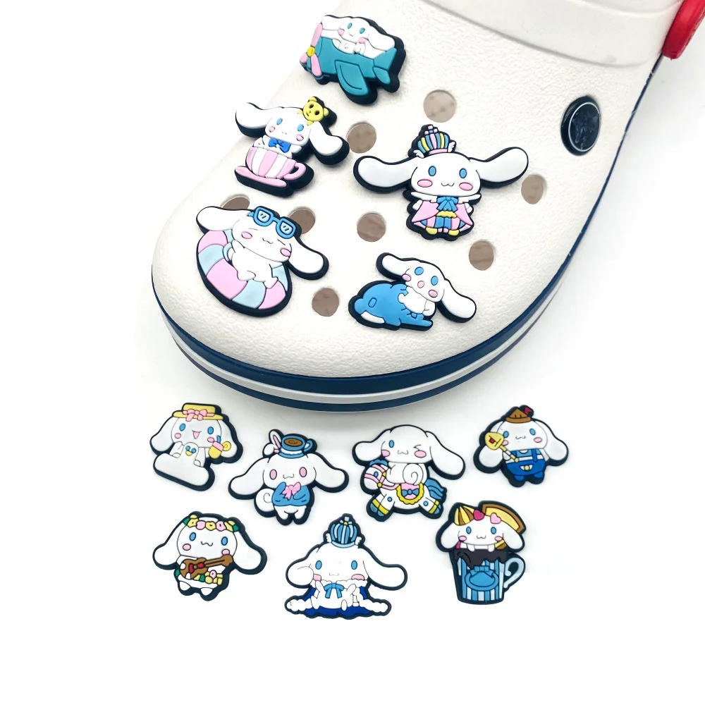 MINISO 12pcs Cinnamoroll Shoe Charms Accessories Sanrio Anime PVC Shoe Decrations Buckle X-mas party Gifts