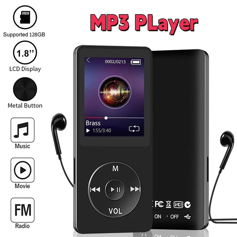 

MP3 Walkman Bluetooth Музыкальный плеер с динамиком Портативный MP3-плеер с Hi-Fi FM-радио без потерь Запись E-Book Поддержка TF-карты