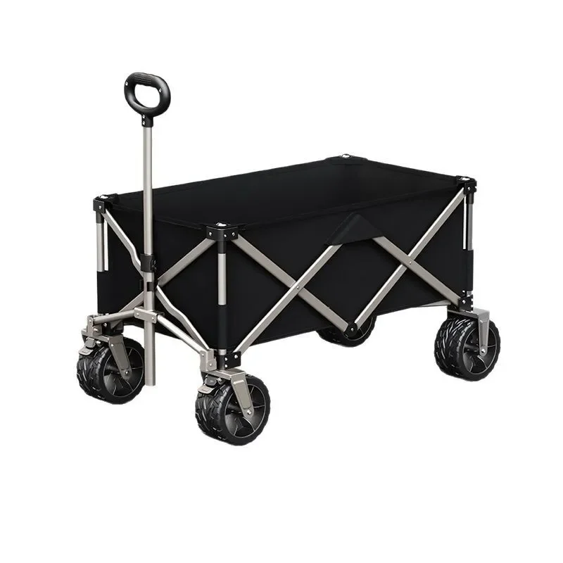 Four-wheeled folding trolley self-driving camping portable camper storage