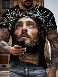 Jesus Print Men's T-shirt Summer Everyday Casual Men's Tee Outdoor Sports Short-sleeved Fashion Street Men's Christian T-shirt