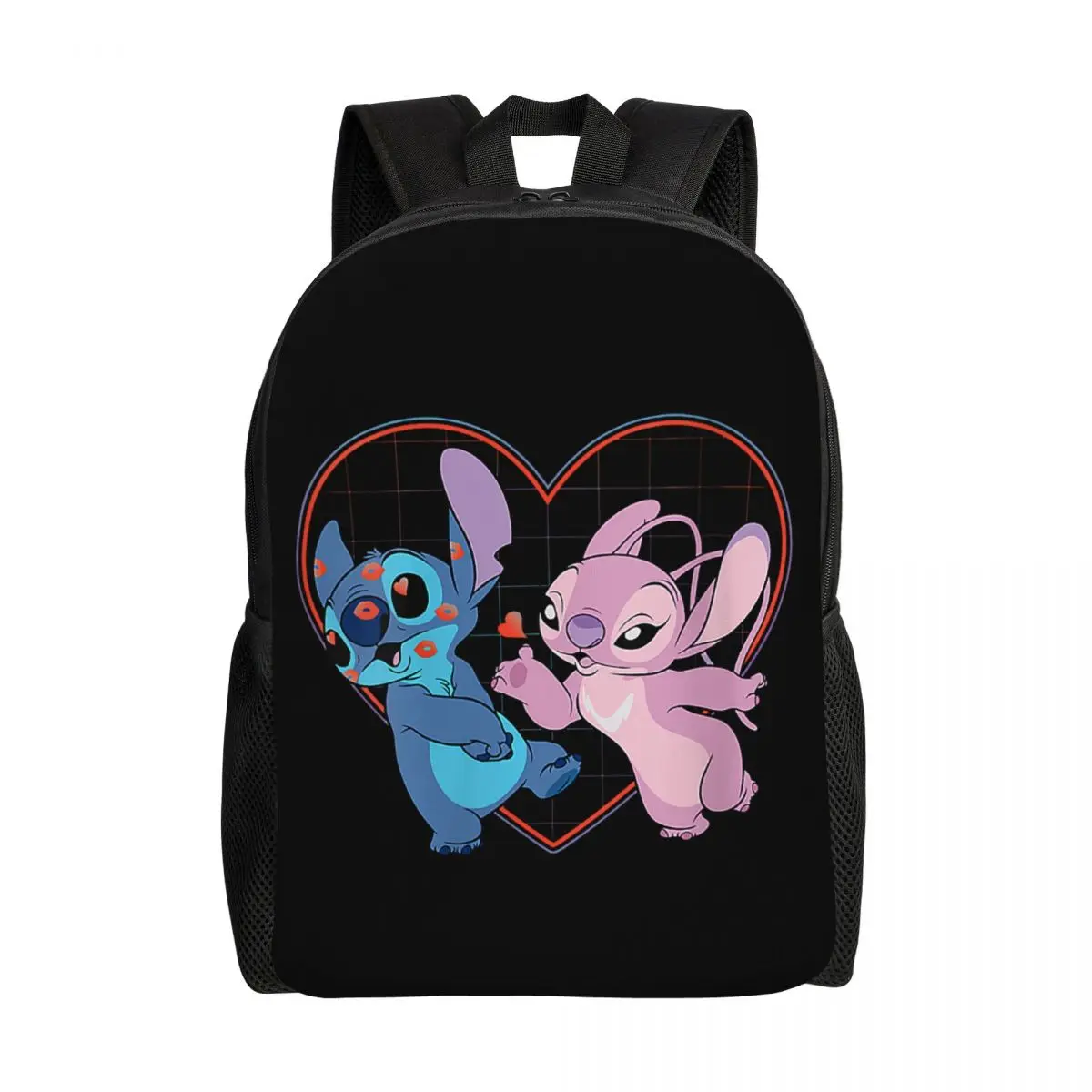 

Рюкзак Custom Stitch Lilo Angel Heart Kisses для мальчиков и девочек, школьные, студенческие, дорожные сумки, женские и мужские сумки для книг, подходит для 15-дюймового ноутбука