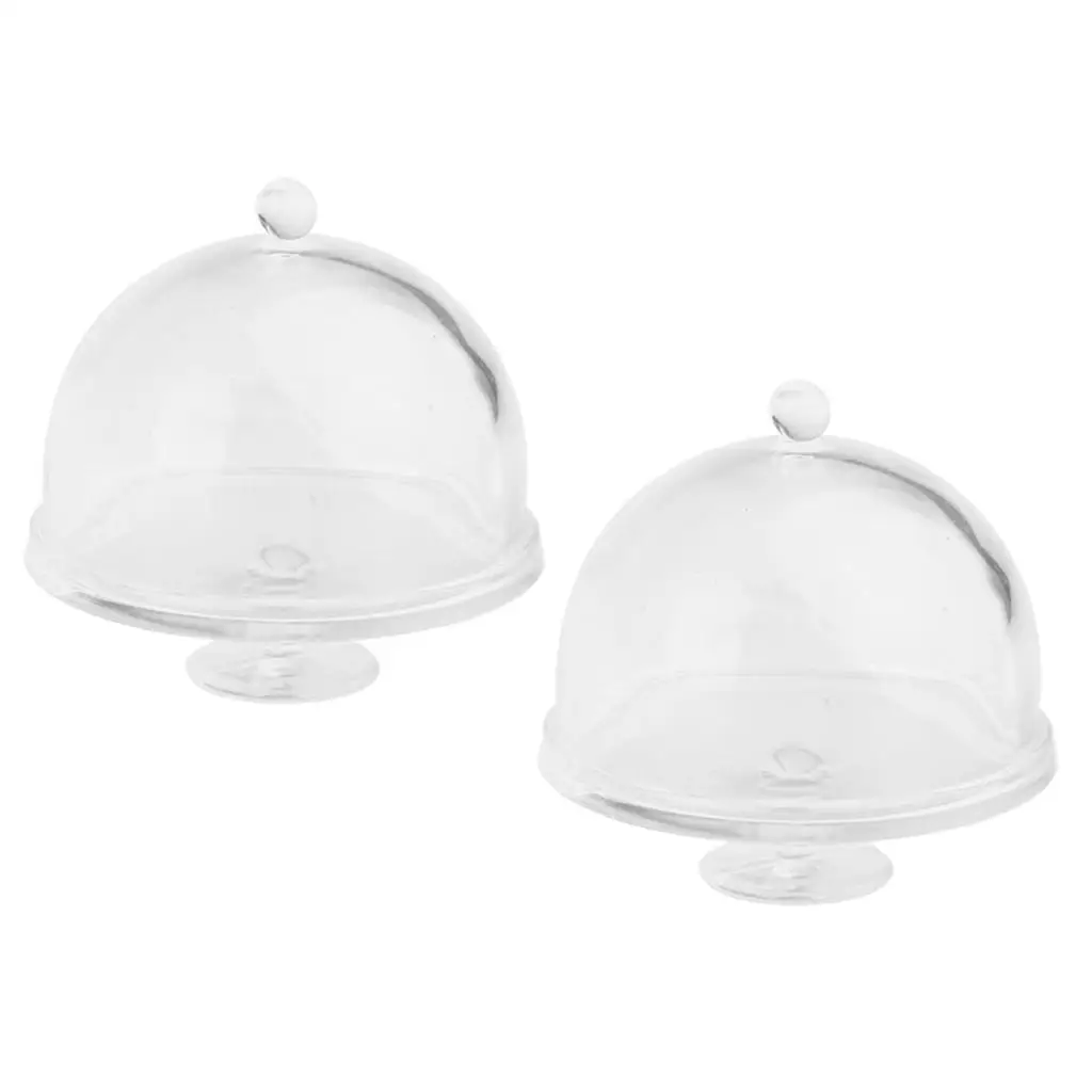 

2 шт. миниатюрная подставка для торта для кукольного домика, акриловое сервировочное блюдо с крышкой/12 весов, украшения для кукольного дома