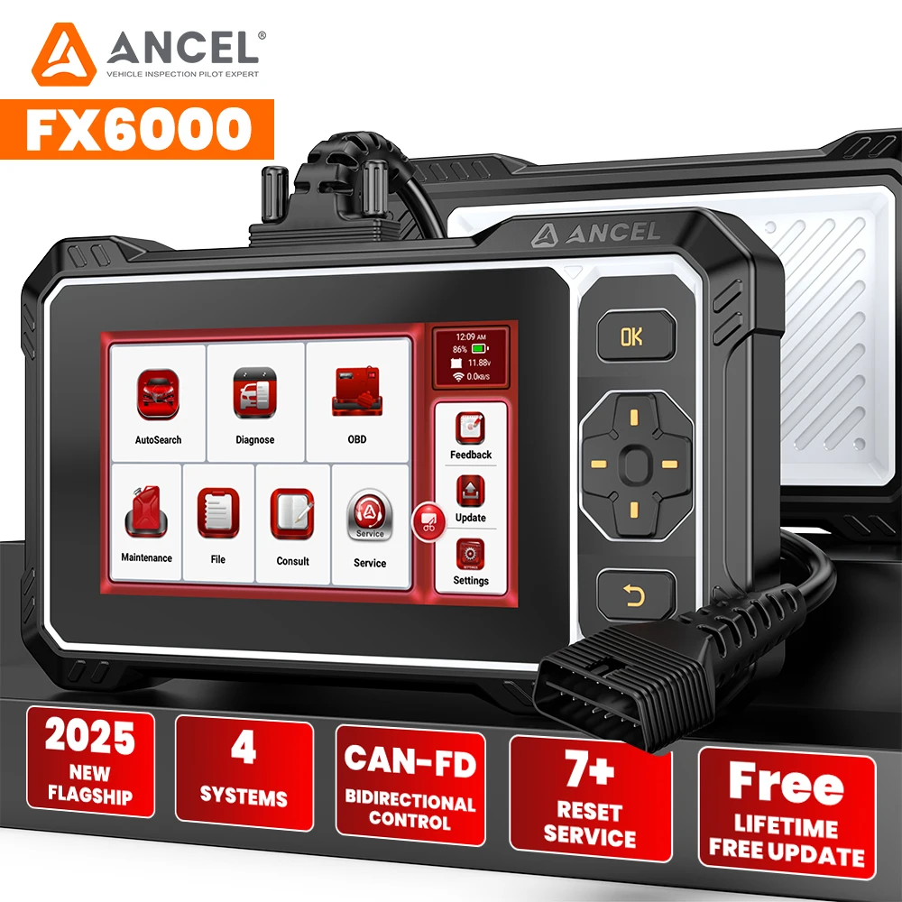 

ANCEL FX6000 Car OBD2 Scanner ECM TCM SRS ABS System OBD 2 Automotive Diagnostic Tool Bidirectional CAN FD AutoVIN Free Update